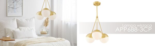 Lampă suspendată Sticlă aurie APP688-3CP