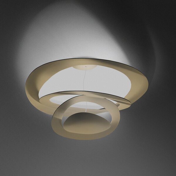 Artemide Plafonieră Pirce Mini LED, 3000K, auriu, reglabil, Auriu / Alamă, dormitor, Metal, Design