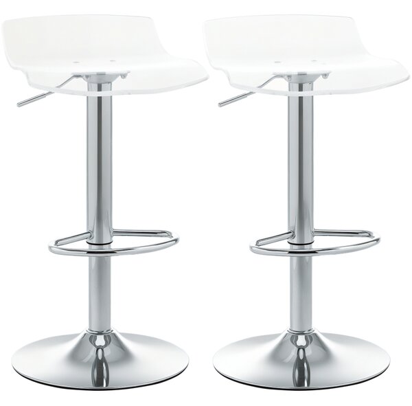 HOMCOM Scaune Bar 2 piese cu Înălțime Reglabilă, Șezut Rotativ și Suport pentru Picioare, 39x39x67-87 cm, Transparent | Aosom Romania