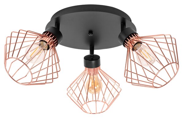 Lampă metalică loft plafon trandafir negru APP536-3C