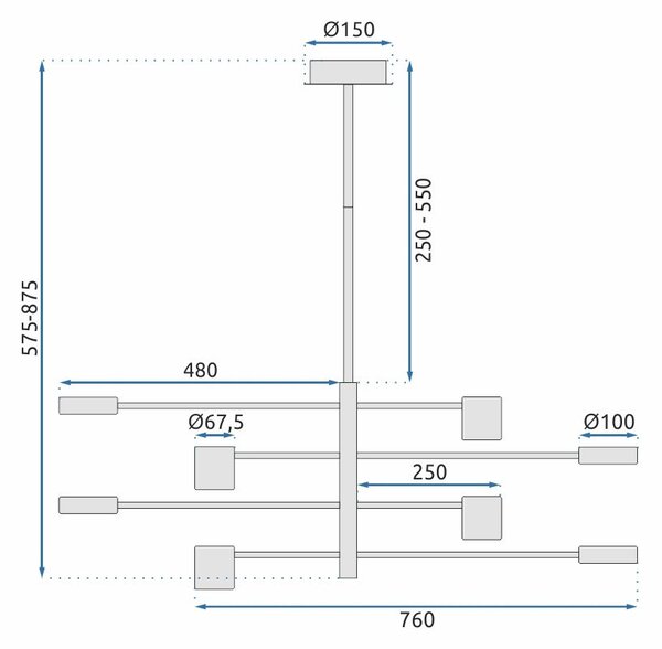 Lampă de tavan modernă cu 8 brațe APP598-8C