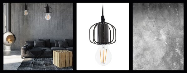 Lampă de plafon suspendată lucioasa neagra strălucitoare APP595-1CP