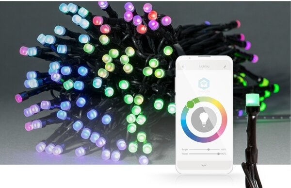Nedis WIFILX01C84 - Ghirlandă LED RGB pentru exterior, 84 LED-uri, 8 funcții, 13 m, IP65, Wi-Fi (Tuya)