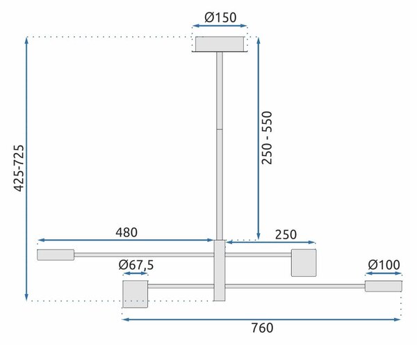 Lampă de tavan modernă cu 4 brațe APP596-4C +REMOTE