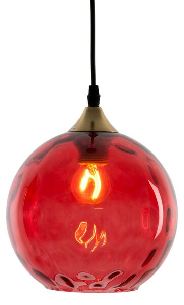 Holländer Lampă suspendată Roma cu o singură lumină, abajur din sticlă roșie, reglabil, Roșu, Camera de zi / sufragerie, Sticlă, Modern, glob