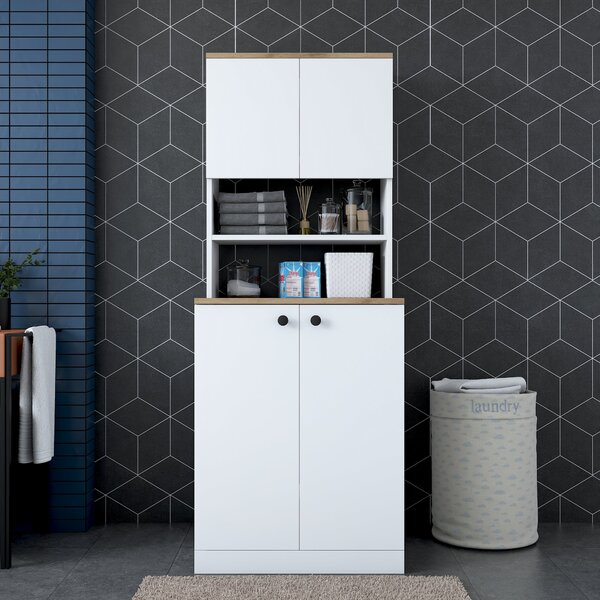 Dulap de baie Karoline 102 (Alb + Nuc). Promo -19%. 1073339