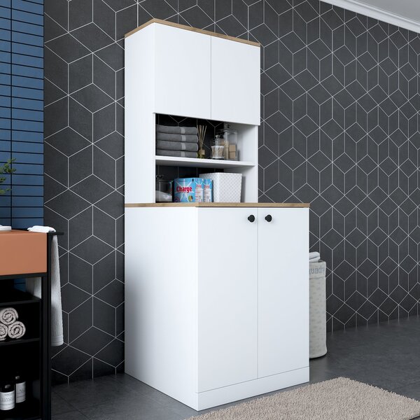 Dulap de baie Karoline 102 (Alb + Nuc). Promo -19%. 1073339