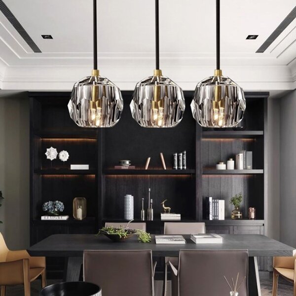 Lampă de tavan din cristal neagra APP588-3CPR