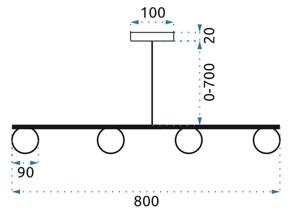 Lampă suspendată Bile de sticlă aurie 4 buc APP675-4CP