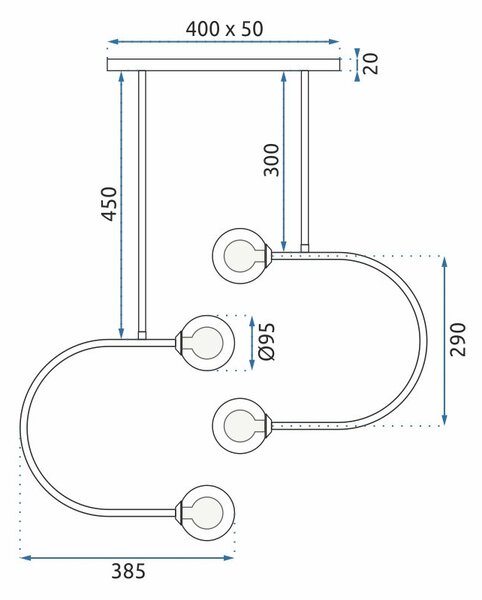 Lampă suspendată Bile de sticlă aurie APP639-4CP
