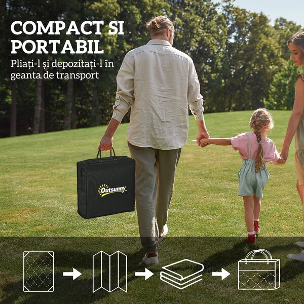 Outsunny Covor Reversibil pentru Exterior, Impermeabil, din Paie de Plastic, 182x274 cm, Albastru | Aosom Romania