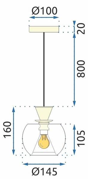 Lampa DE TAVAN SUSPENDABILA din sticla Sfera Auriu APP902-1CP
