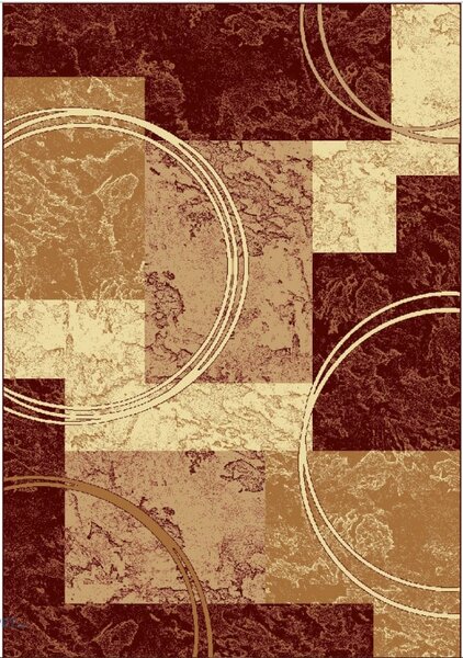 Covor Sufragerie, Model Lotos 15001 210, Dreptunghiular, Rosu Bej Dreptunghi, 150x230