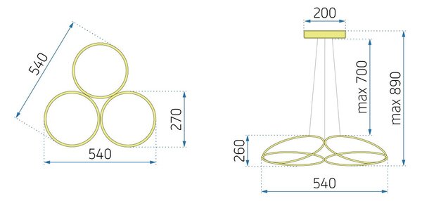 Lampa LED APP794-CP Flat Gold