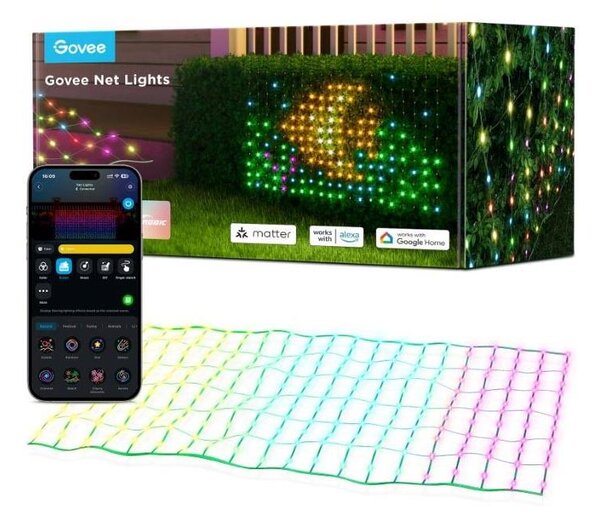 Govee - LED RGBIC Plasă luminoasă pentru exterior 143x85cm Wi-Fi Matter IP65