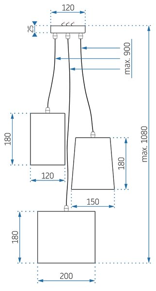 Toolight Toollight - Lampă suspendată industrială 3xE27 60W APP971-3cp, Alb-gri-negru, OSW-03212