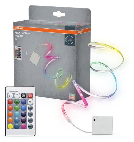 Osram - Bandă LED RGB reglabilă FLEX BATTERY 5m LED/5W/4xAA + telecomandă