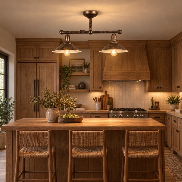 BRILAGI - Lustră pe tijă FORGE 2xE27/60W/230V cupru/patină
