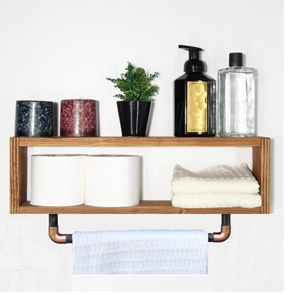 Suport prosop din lemn-metal Industrial Homs,seria wood 48x10 x 25 cm,700165