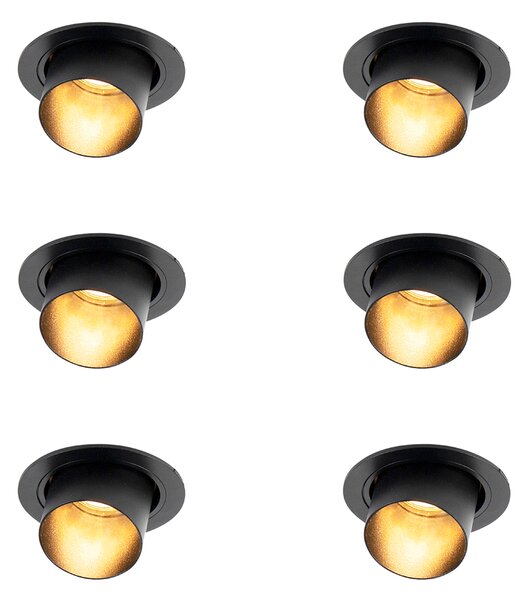 Set de 6 spoturi încastrate moderne negre rotunde înclinabile - Installa