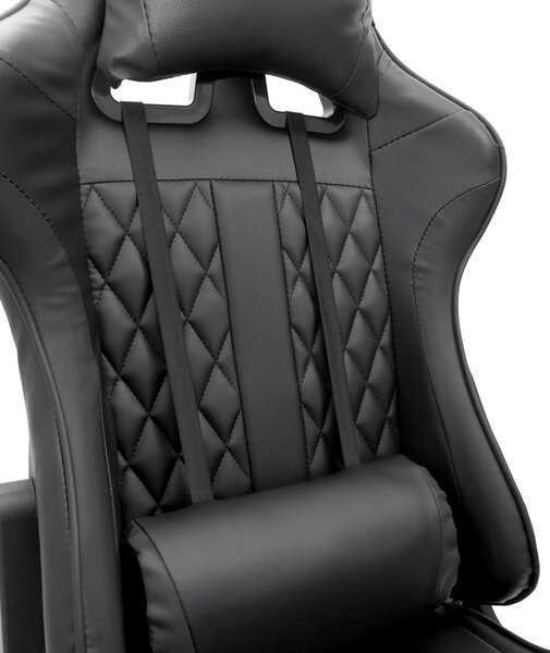 Scaun de masaj pentru gaming cu suport pentru picioare - negru