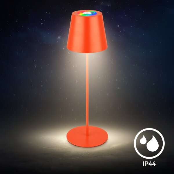 Briloner 7510012-LED RGB dimabilă lampă de masă CALIDA 2,5W/5V IP44 1200mAh portocalie