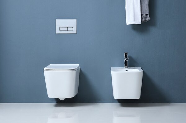 Set vas WC suspendat, Fluminia, Tornado, cu spălare vârtej, alb