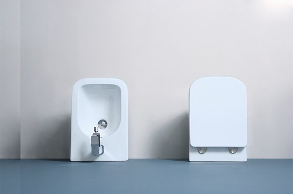 Set vas WC suspendat, Fluminia, Tornado, cu spălare vârtej, alb