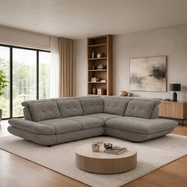 Coltar living SIENA MIC, sezlong dreapta, stofa gri - Frisco G706, 295