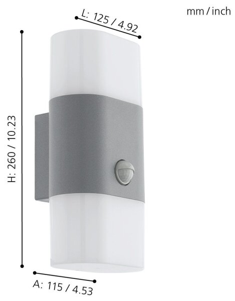 Eglo 97313 - LED Aplica perete exterior cu senzor FAVRIA 1 2xLED/5,5W/230V