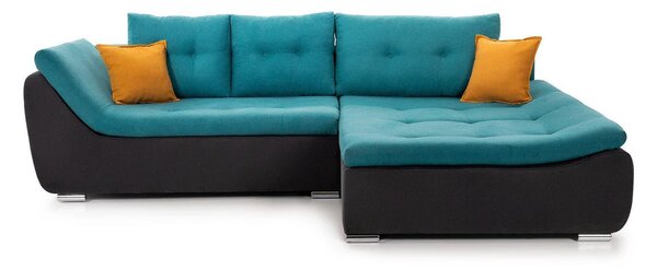 Colțar Extensibil LORENZO, cu ladă de depozitare, variante stânga/dreapta 280x180x70 cm, Dreapta / Mango-Turcoaz-Negru-Enjoy