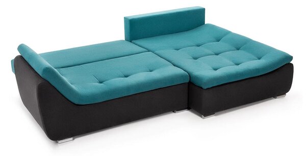 Colțar Extensibil LORENZO, cu ladă de depozitare, variante stânga/dreapta 280x180x70 cm, Dreapta / Mango-Turcoaz-Negru-Enjoy
