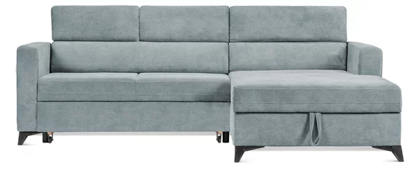 Colțar Extensibil MIZZONI, cu lada depozitare, tetiere reglabile, 250 x 175 x 94 cm, Verde-Salvie-Run-Again / Dreapta
