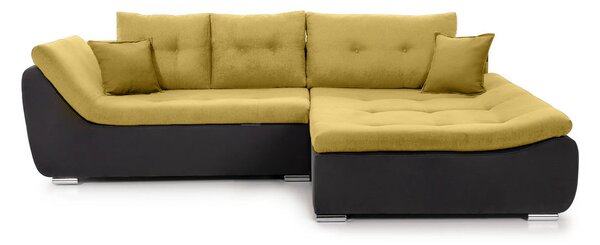 Colțar Extensibil LORENZO, cu ladă de depozitare, variante stânga/dreapta 280x180x70 cm, Dreapta / Galben-Gri-Inchis-Enjoy