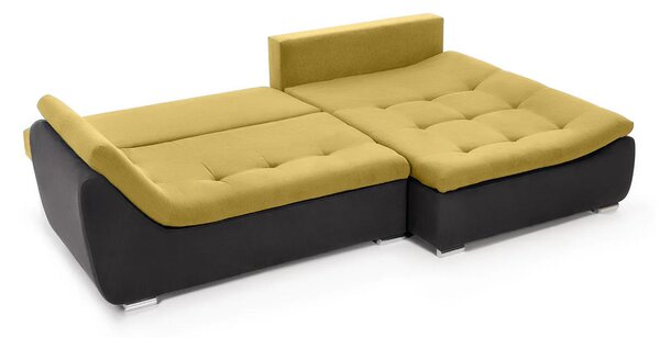 Colțar Extensibil LORENZO, cu ladă de depozitare, variante stânga/dreapta 280x180x70 cm, Dreapta / Galben-Gri-Inchis-Enjoy