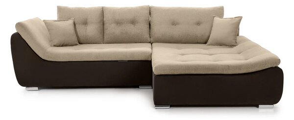 Colțar Extensibil LORENZO, cu ladă de depozitare, variante stânga/dreapta 280x180x70 cm, Stanga / Bej-Cafeniu-Enjoy