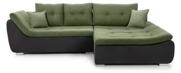 Colțar Extensibil LORENZO, cu ladă de depozitare, variante stânga/dreapta 280x180x70 cm, Dreapta / Verde-Gri-Inchis-Enjoy