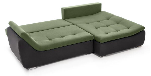 Colțar Extensibil LORENZO, cu ladă de depozitare, variante stânga/dreapta 280x180x70 cm, Dreapta / Verde-Gri-Inchis-Enjoy