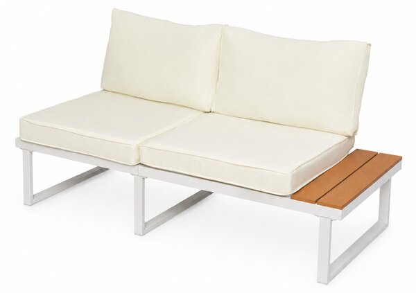 Furnigo Set metalic de grădină Malaga - alb/perne crem
