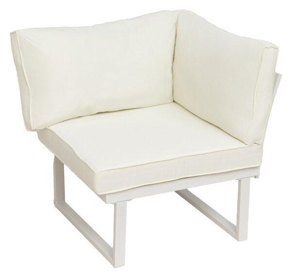 Furnigo Set metalic de grădină Malaga - alb/perne crem