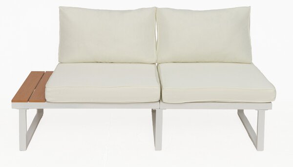 Furnigo Set metalic de grădină Malaga - alb/perne crem