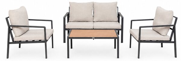 Furnigo Set metalic de grădină Valencia - antracit/perne bej