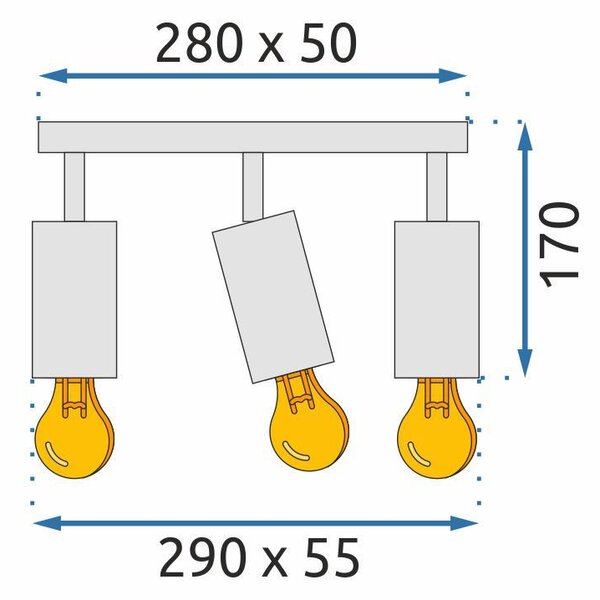 Toolight Toollight, plafoniera 3xGU10 APP1243-3C, negru mat, OSW-40098