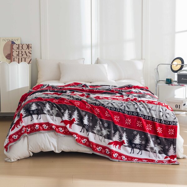 Patura microplus de Craciun SNOWY FOREST gri Dimensiune: 150 x 200 cm