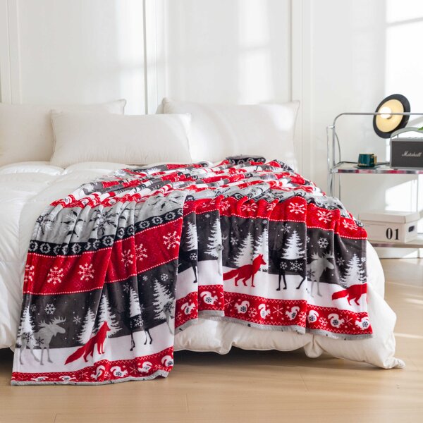 Patura microplus de Craciun SNOWY FOREST gri Dimensiune: 150 x 200 cm