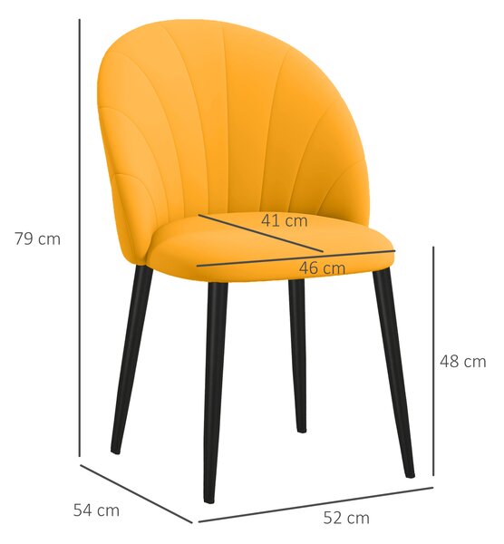 HOMCOM Set 2 Scaune de Sufragerie Tapițate cu Design Nordic și Ergonomic, 52x54x79 cm, Galben | Aosom Romania