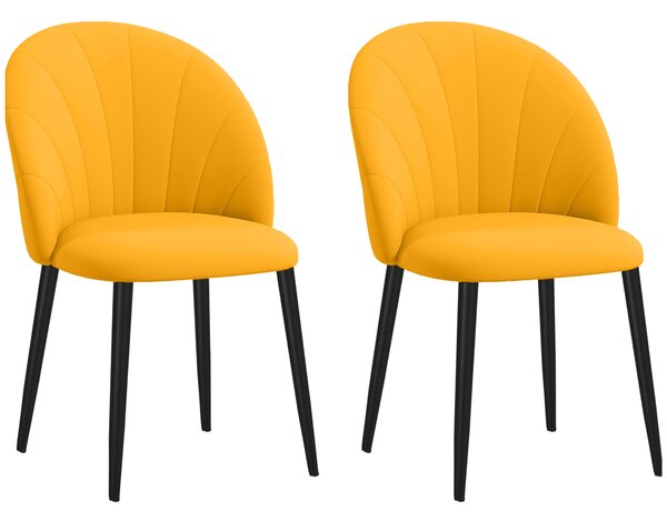 HOMCOM Set 2 Scaune de Sufragerie Tapițate cu Design Nordic și Ergonomic, 52x54x79 cm, Galben | Aosom Romania