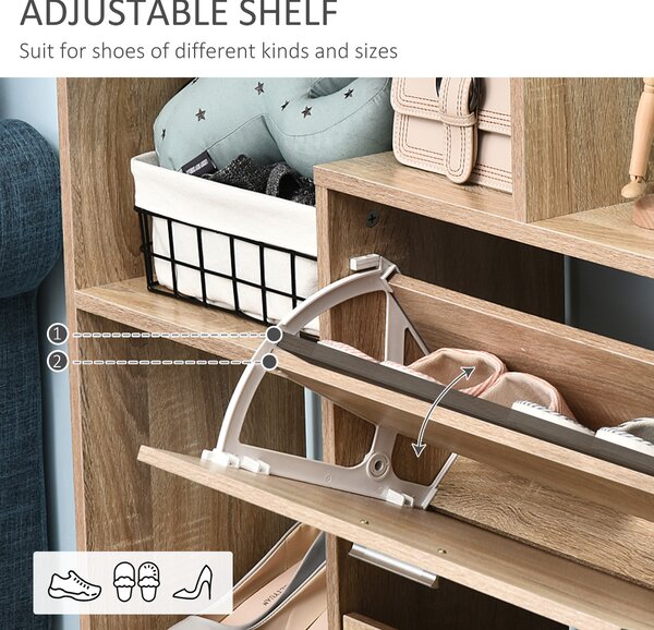 HOMCOM Dulap Pantofi Design Modern 20 Perechi pentru Hol in Lemn 101,5 x 25,5 x 98 cm | Aosom Romania