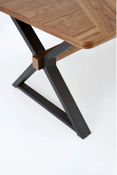 Masa extensibila BARON, nuc/negru, 200-350x100x75 cm