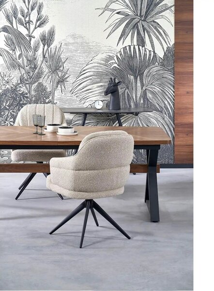 Masa extensibila BARON, nuc/negru, 200-350x100x75 cm